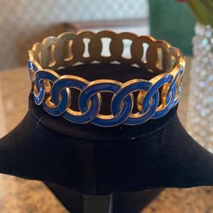 Blue and Gold Bangle Bracelet